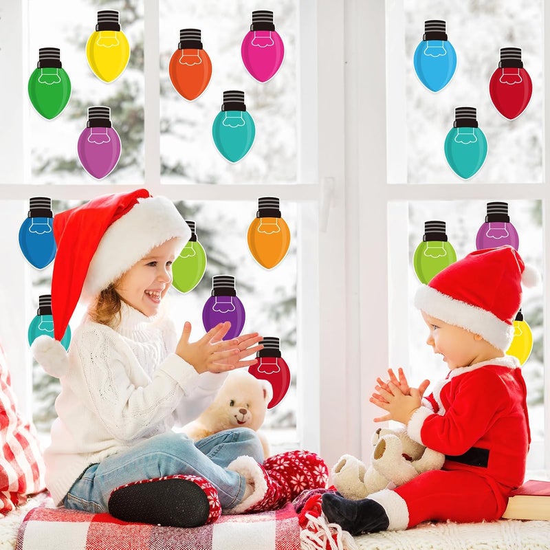 Machomby 48Pcs Christmas Paper Cutouts, Colourful Xmas Light Bulbs Cut Outs Bulletin Board Decor for Winter Christmas Holiday Home Office Classroom Chalkboard Window Wall Door Decor - Image 2